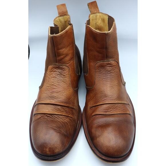 Johnston & Murphy Ankle Boots Chukka 9.5 M Chelsea Brown Leather Ruched Mens - Picture 2 of 8